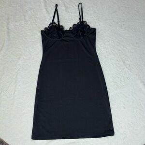 Black Lace Trim Slip Dress
